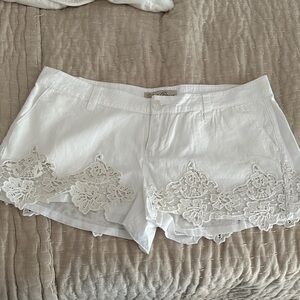 Lucky Brand White Lace Accent High Waist Shorts